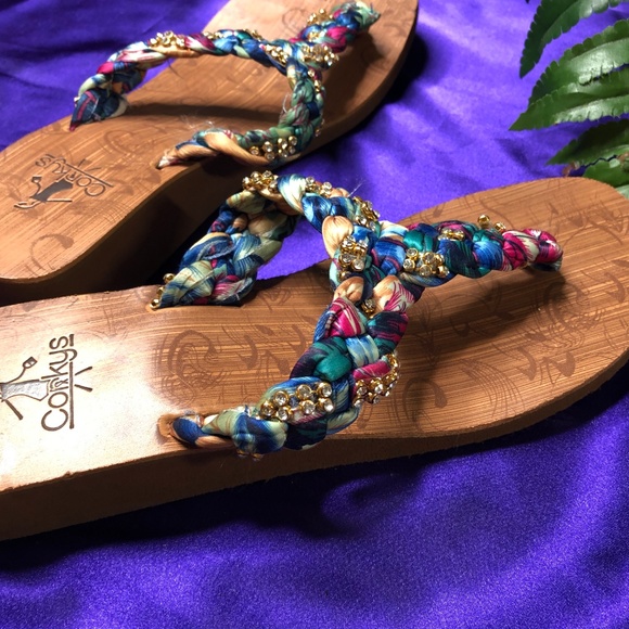 Corkys Shoes Corkys Boliva Flip Flop Fabric Rhinestone Poshmark
